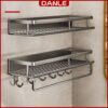 Kệ để đồ nhà tắm DANLE dán tường bằng keo hoặc ốc vit, chất liệu nhôm cao cấp, chống gỉ (DL 0112)